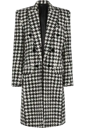 Balmain Houndstooth-mønstret dobbeltradet frakke