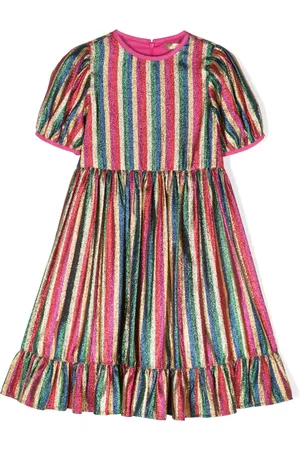 Stella McCartney Stribet kjole med metallisk finish