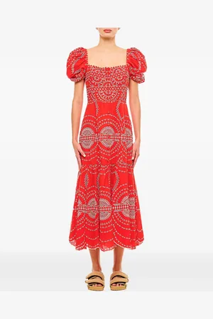 CHARO RUIZ IBIZA Puff-sleeve embroidered midi dress