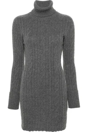 BLUMARINE Kabelstrikket kjole med rullekrave
