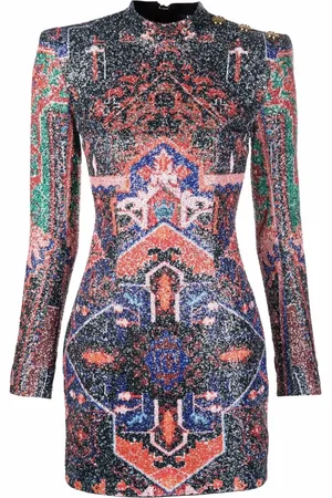 Balmain Kort kjole med pailletter og knapdetalje