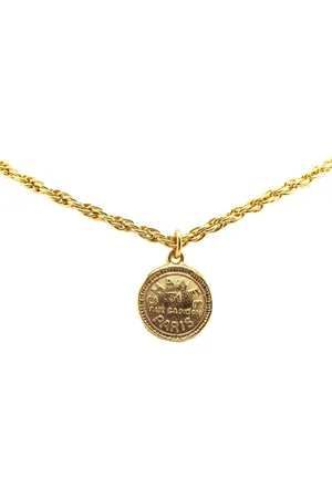 CHANEL 1970-1980 Gold Plated 31 Rue Cambon Pendant Necklace costume necklace