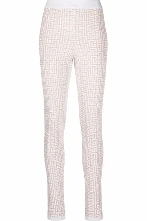 Balmain Strikkede leggings med monogram-mønster
