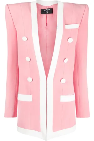 Balmain Blazer med strukturerede skuldre og kontrastdetalje