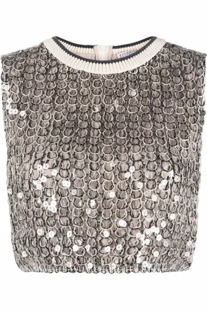 Brunello Cucinelli Strikket top med pailletter