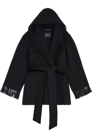 Balenciaga Slå-om frakke i uld med frynser
