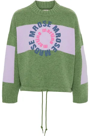 MARTINE ROSE Intarsiastrikket sweater med logotryk