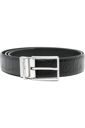 Emporio Armani Læderbælte med præget krokodilleeffekt