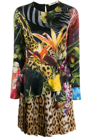 Roberto Cavalli Kjole i satin med Paradise Found-tryk