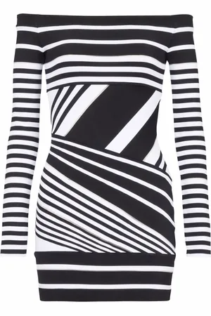 Balmain Kort kjole med jacquard-stribe