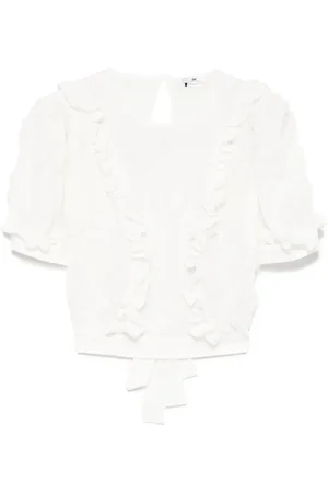 Elisabetta Franchi Top med flæser og broderi