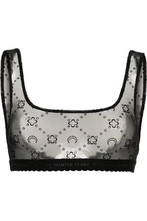 Marine Serre Bralette i mesh med monogram i flock-tekstur