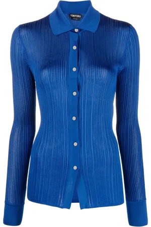 Tom Ford Ribbet polo-cardigan med krave