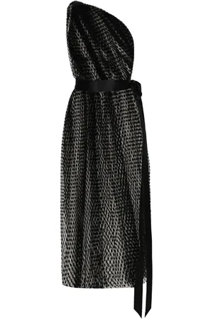 Dolce & Gabbana Midi kjole i mesh med én skulder