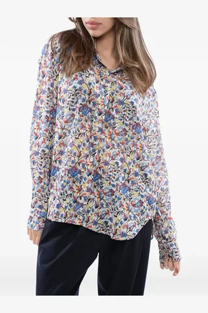 Isabel Marant Blomstret skjorte med frynse-detalje