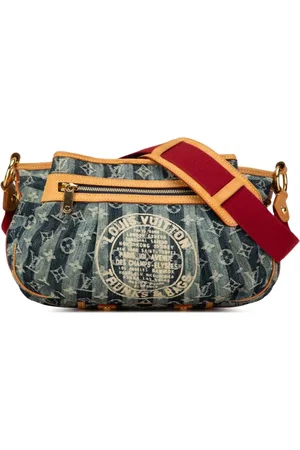 LOUIS VUITTON Porte Epaule Raye Cabas MM skuldertaske i denim fra 2006 med monogram