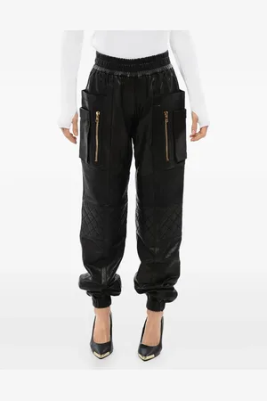 Balmain Højtaljede læderbukser