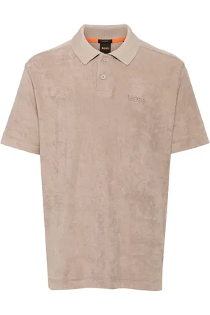 HUGO BOSS T-shirt med broderet logo og frotté-stof