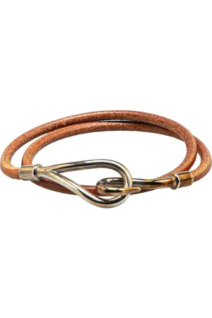 Hermès Jumbo Hook Double Tour armbånd i læder og palladiumbelægning fra det 20. århundrede