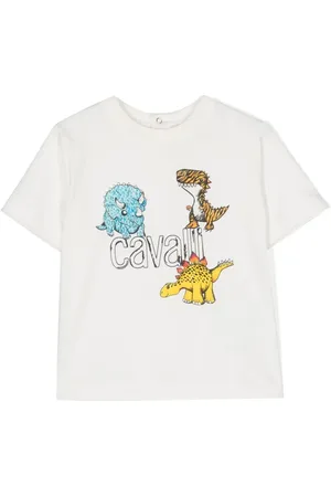 Roberto Cavalli T-shirt med dinosaur-illustration