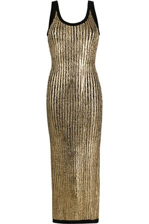 Balmain Lang kjole med krakeleret effekt