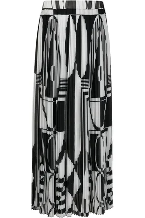 Balmain Plisseret nederdel med geometrisk tryk