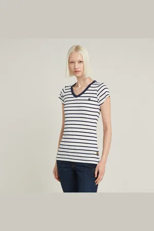 G-Star Eyben Stripe Slim V-Neck Top - - Women