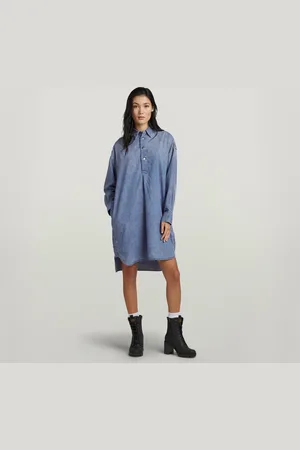 G-Star Long Sleeve Denim Shirt Dress - - Women
