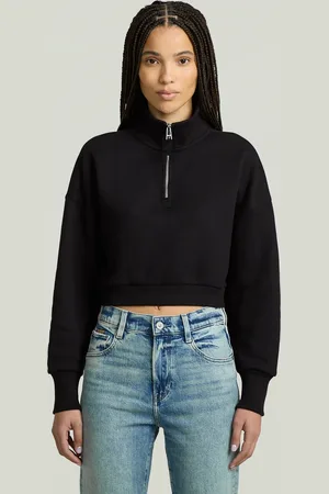 G-Star Cropped Half Zip Loose Sweater - - Women