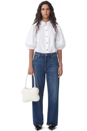 Ganni Dark Blue Izey Jeans I Dame Størrelse 28W/32L