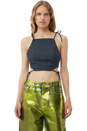 Ganni Stretch Stripe String Top I Dame Størrelse 42/Viskose Med Stropper