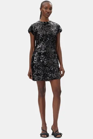Ganni Velvet Sequins Minikjole Dame Størrelse 40