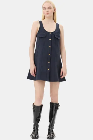 Ganni Dark Blue Minikjole I Navy Dame Størrelse S