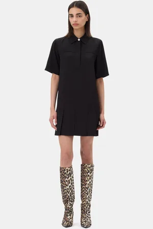 Ganni Viscose Twill Minikjole Dame Størrelse 34