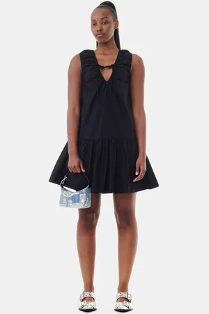 Ganni Cotton Poplin Minikjole Dame Størrelse 48