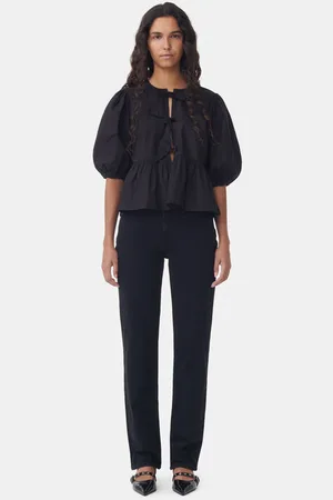 Ganni Washed Black Pohli Jeans I Dame Størrelse 24W/34L