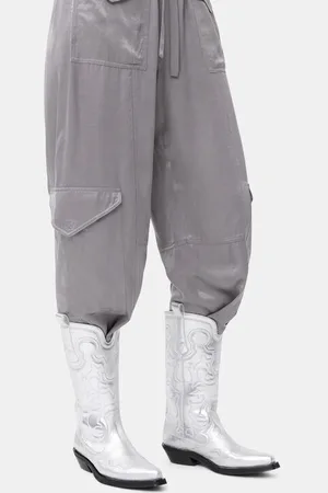 Ganni Mid Shaft Embroidered Westernstøvler Dame Størrelse 37