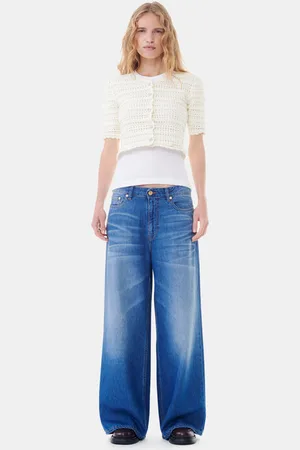 Ganni Blue Denim Wide Jeans I Dame Størrelse 25