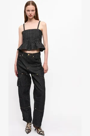 Ganni Fluffy Denim Carpenter Jeans Dame Størrelse 28