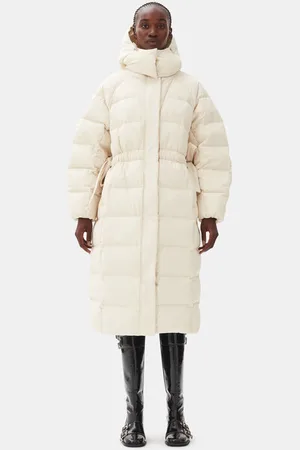Ganni White Tech Dynefrakke I Dame Størrelse 4Xl Genanvendt Polyester