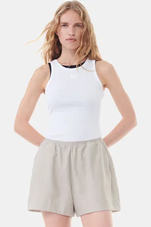 Ganni Hvid Tanktop I Blød Rib Bomuld I White Dame Størrelse 4Xl