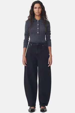 Ganni Vaskede Sorte Stary-Jeans I Dame Størrelse 25W/32L