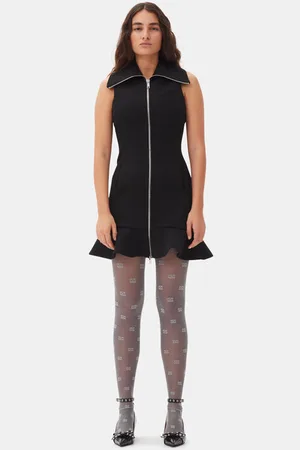 Ganni Bonded Crepe Minikjole Dame Størrelse 36 Genanvendt Polyester