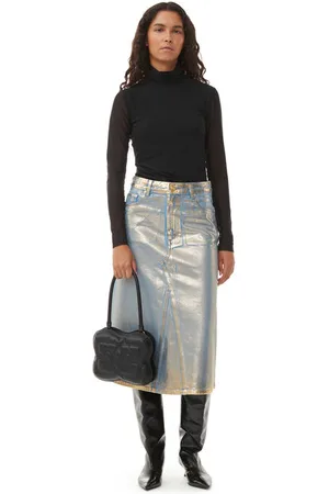 Ganni Denim Midinederdel Dame Størrelse 36
