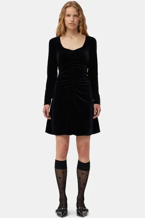 Ganni Velvet Jersey Minikjole Dame Størrelse 40