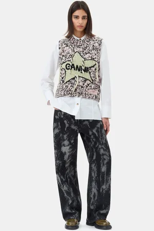 Ganni Black Heavy Denim Izey Jeans I Dame Størrelse 30