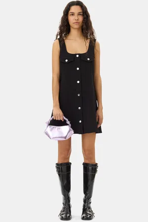Ganni Bonded Crepe Minikjole Dame Størrelse 44 Genanvendt Polyester