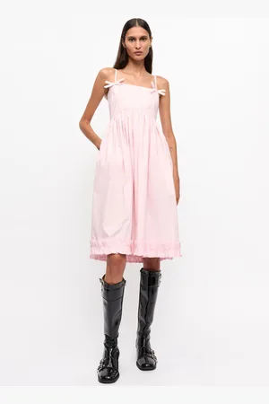 Ganni Pink Cotton Poplin Stropkjole I Dame Størrelse 40