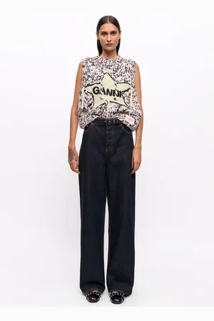 Ganni Belt Izey Jeans I Navy Dame Størrelse 30