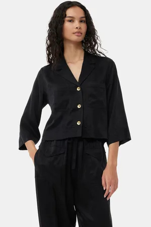 Ganni Washed Satin Crop Skjorte I Dame Størrelse 44